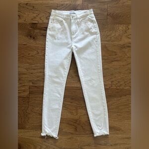 NEW Judy Blue White Skinny Fit Jeans Women's 9 / 29 Raw Hem Stretch Denim 88453